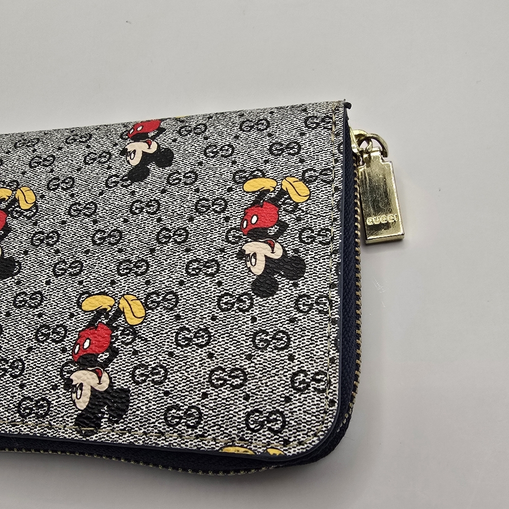 Disney Mickey Mouse Gray Fashion Inspired Monogram Logo Wallet - Picture 7 of 16